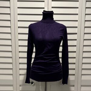 The Limited Purple Turtleneck Sweater with rushing front detail.